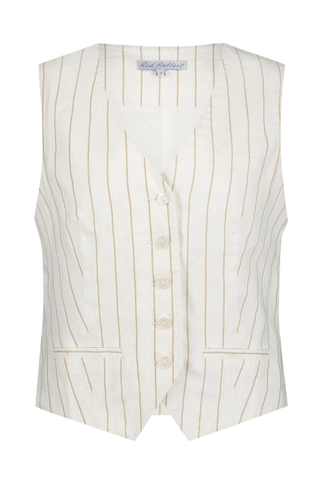 Red Button waistcoat cotton linen stripe